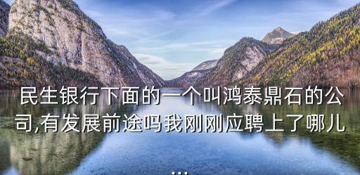  民生銀行下面的一個叫鴻泰鼎石的公司,有發(fā)展前途嗎我剛剛應(yīng)聘上了哪兒...