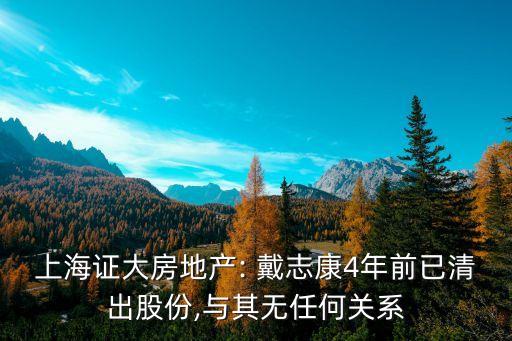 上海證大房地產(chǎn): 戴志康4年前已清出股份,與其無(wú)任何關(guān)系