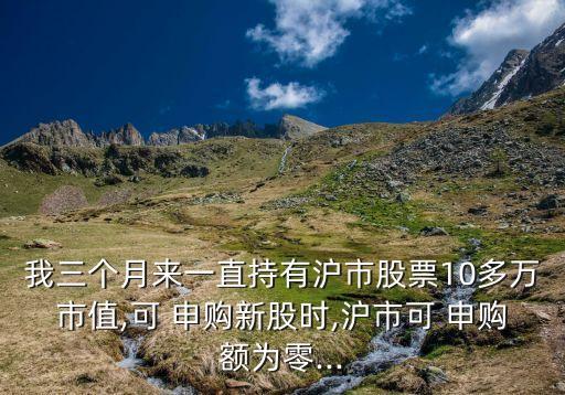 我三個月來一直持有滬市股票10多萬市值,可 申購新股時,滬市可 申購額為零...