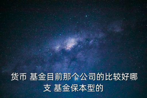  貨幣 基金目前那個(gè)公司的比較好哪支 基金保本型的