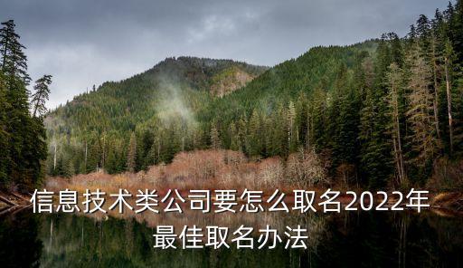 信息技術類公司要怎么取名2022年最佳取名辦法