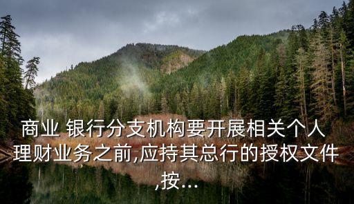 商業(yè) 銀行分支機構(gòu)要開展相關(guān)個人 理財業(yè)務(wù)之前,應(yīng)持其總行的授權(quán)文件,按...