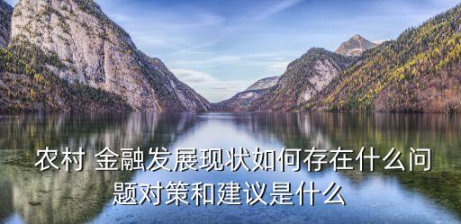  農(nóng)村 金融發(fā)展現(xiàn)狀如何存在什么問題對策和建議是什么