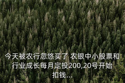 今天被農(nóng)行忽悠買了 農(nóng)銀中小股票和行業(yè)成長每月定投200,20號(hào)開始扣錢...