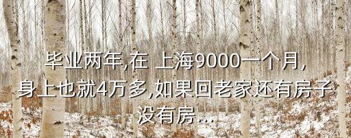 畢業(yè)兩年,在 上海9000一個月,身上也就4萬多,如果回老家還有房子沒有房...