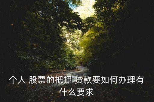 銀行個(gè)人股票質(zhì)押貸款,個(gè)人可以做股票質(zhì)押貸款嗎