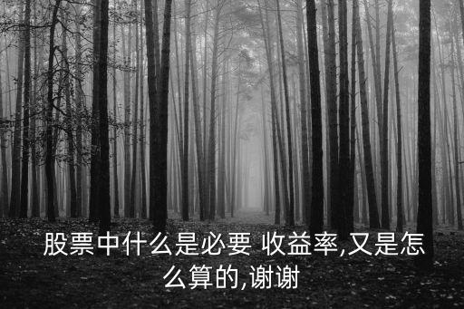  股票中什么是必要 收益率,又是怎么算的,謝謝