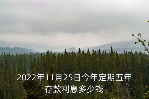 2022年11月25日今年定期五年存款利息多少錢(qián)