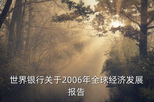 世界銀行關(guān)于2006年全球經(jīng)濟(jì)發(fā)展報告