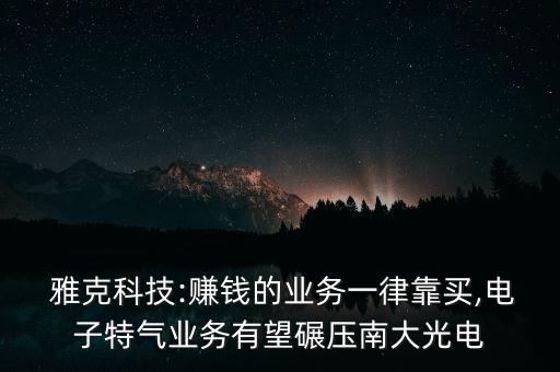  雅克科技:賺錢(qián)的業(yè)務(wù)一律靠買(mǎi),電子特氣業(yè)務(wù)有望碾壓南大光電