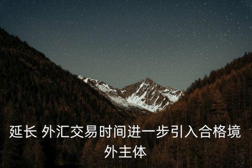 延長(zhǎng) 外匯交易時(shí)間進(jìn)一步引入合格境外主體