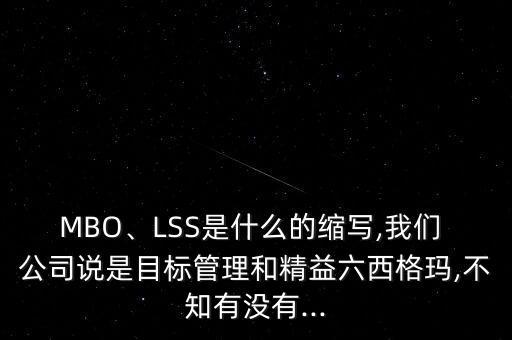 MBO、LSS是什么的縮寫(xiě),我們 公司說(shuō)是目標(biāo)管理和精益六西格瑪,不知有沒(méi)有...