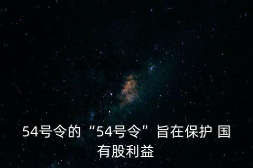 54號令的“54號令”旨在保護 國有股利益